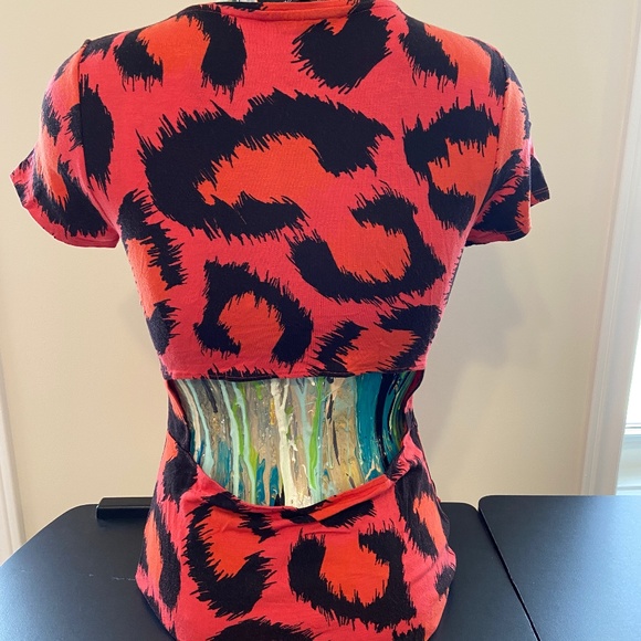 Topshop Leopard Print Cut-Out Back Dress (Size 8P) - Picture 9 of 12